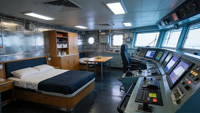 Floating LNG (FLNG) living quarters and control center