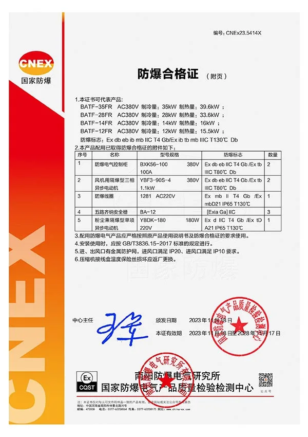Harsh Environment Air Conditioner certifications